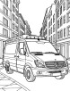 Ambulance in the city coloring page