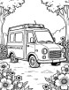 Ambulance surrounded by flowers coloring page