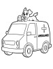 Ambulance with dog coloring page