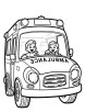 Ambulance with happy kids coloring page