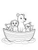 Animals boating coloring page