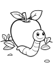 Apple and worm coloring page