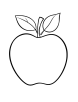 Apple with leaf coloring page