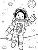 Astronaut waving coloring page