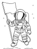 Astronaut with a flag coloring page