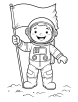 Astronaut with flag coloring page