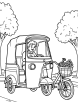 Auto rickshaw and a bicycle coloring page