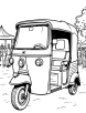 Auto rickshaw at a festival ground coloring page