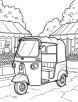 Auto rickshaw at a market coloring page