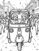 Auto rickshaw in a parade coloring page