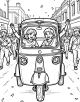 Auto Rickshaw Coloring Page