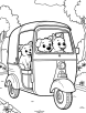 Auto rickshaw with animals coloring page