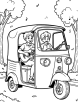 Auto rickshaw with musical instruments coloring page