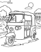 Auto Rickshaw Coloring Page