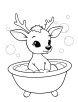 Baby deer bathing in a tub coloring page