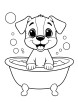 Baby dog bathing in a tub coloring page