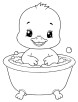 Baby duck bathing in a tub coloring page