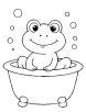 Baby frog bathing in a tub coloring page