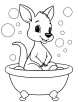 Baby kangaroo bathing in a tub coloring page