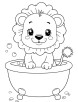 Baby lion bathing in a tub coloring page