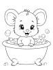 Baby mouse bathing in a tub coloring page