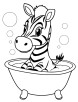 Baby zebra bathing in a tub coloring page