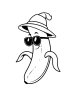 Banana wearing a hat coloring page