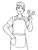 Barber wearing apron coloring page