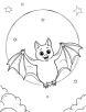 Bat with moon coloring page