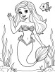 Beautiful mermaid waving hand coloring page