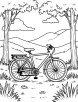 Bicycle and nature scene coloring page