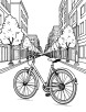 Bicycle in a city coloring page