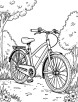 Bicycle in a garden coloring page