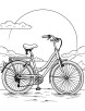 Bicycle with a sunset background coloring page