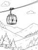 Cable car above a valley coloring page