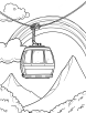 Cable car and a rainbow coloring page 1