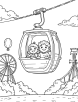 Cable car at an amusement park coloring page 1