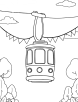 Cable car during a festival coloring page