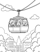 Cable car in a city scene coloring page