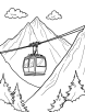 Cable car in the mountains coloring page