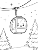 Cable car on a snowy day coloring page