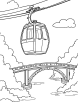 Cable car over a bridge coloring page