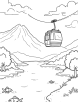 Cable car ride over a lake coloring page