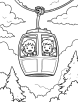 Cable car surrounded by trees coloring page