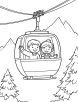 Cable car with a happy family coloring page