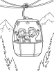 Cable car with a happy family coloring page 1