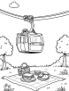 Cable car with a picnic scene coloring page