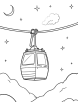 Cable car with a starry sky coloring page