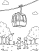 Cable car with children playing coloring page 1 