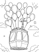 Cable car with colorful balloons coloring page